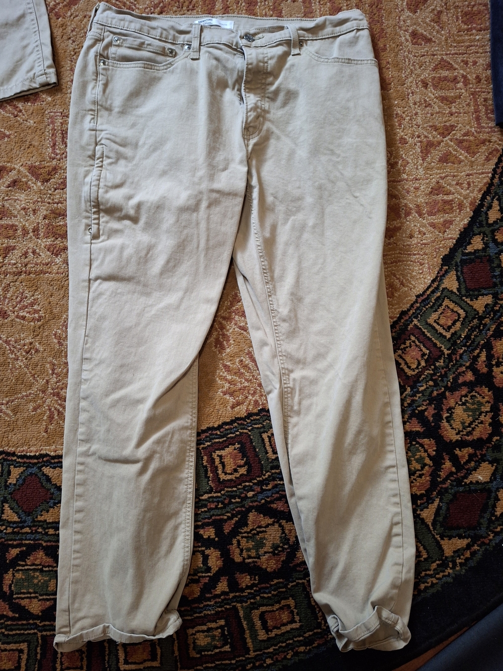 Levi Strauss Signature Athletic 36x30 Khaki Tan Stretch Jeans Pants (Mis533)